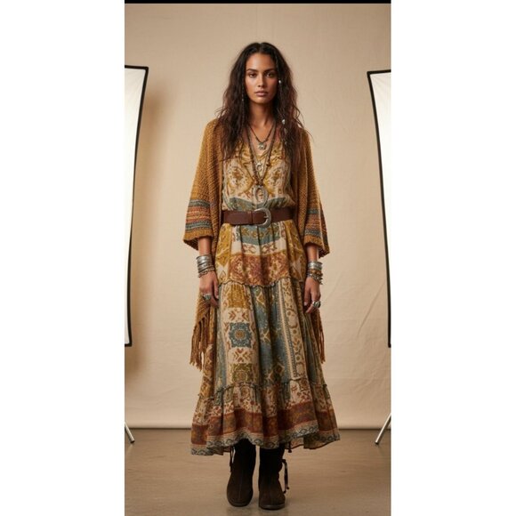 Jimmy Choo Suede Festival Rabbit Fur Boho Aztec Trim Boots Chocolate Women's 9 - Picture 11 of 16